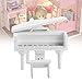 Miniatura Piano Mini symulacja drewniane pianino ze stołkiem na akcesoria do domku dla lalek w skali 1:12 Biały