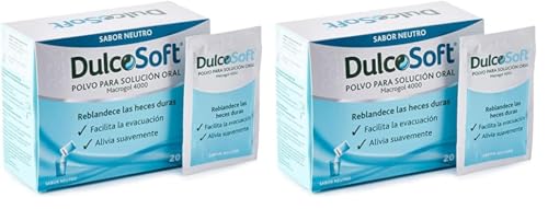 Dulcosoft, sobres Laxante, Estreñimiento e Irregularidad, Alivio Suave del estreñimiento en 24, 72 h, Macrogol, 20 Sobres 200 g (Paquete de 2)