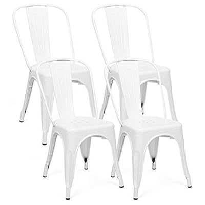 Buy Modern Mid Century Dining Kitchen Metal Side Arm Chair Copper Bronze Rustic Distressed Dining Bistro Cafe Stackable Side Chair Set Of 4 White Online In Turkey B08mt3k792