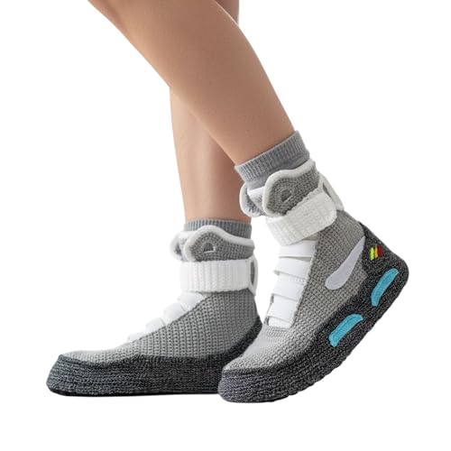 Handmade Crochet Air Mag Inspired Slippers, Marty McFly Back to the Future Unisex Knit Sneakers, Cozy Indoor House Shoes with EVA Non-Slip Sole