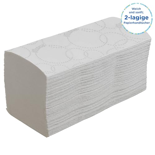 Kleenex Papierhandtücher mit Interfold V-Falz 6789, 2-lagige Papiertücher, 15 Packungen x 186 Handtücher (insg. 2.790 Falthandtücher)