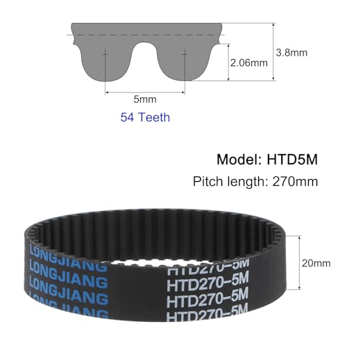 sourcing map HTD5M-270 Gummi Zahnriemen 54 Zähne Geschlossene Schleife Riemenscheibe Zahnriemen 20mm Breite, 270mm Umfang Synchronriemen Gummizahnriemen Keilriemen Antriebsriemen