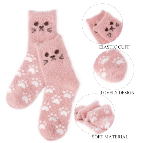 Image of SISOSOCK 5 Pairs Fuzzy Soft Cozy Comfortable Socks for Women, Casual Sleep Comfy Socks, Perfect Warm Winter Gifts for Women