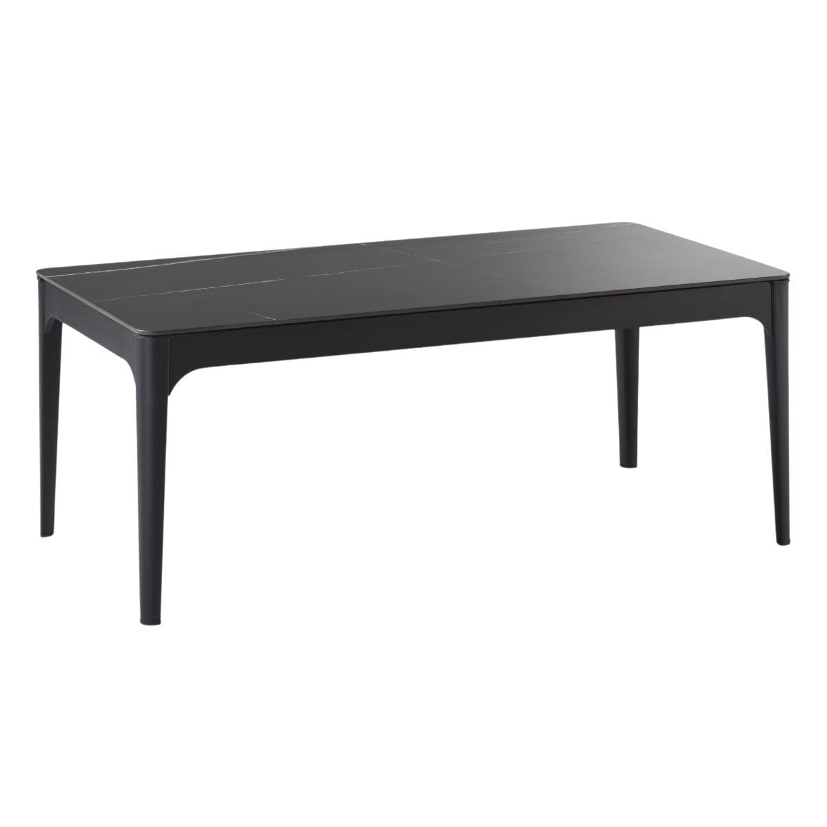 AltoBuy Table Basse Rectangle Plateau MDF placage céramique Noir marbré et piètement en Acier laqué Anthracite - Sleek