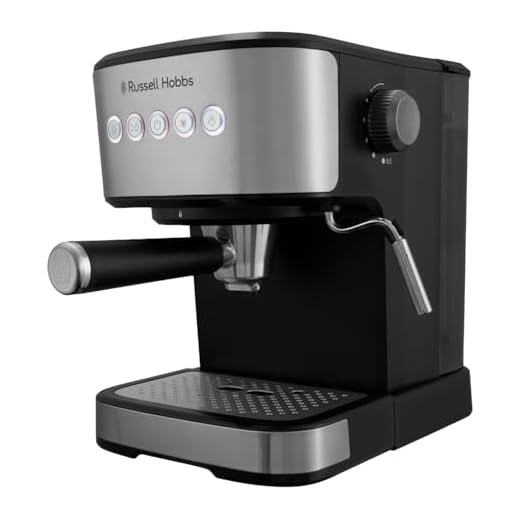 Russell Hobbs Espresso Machine [Compatible with Capsules or Ground Coffee] Classics Stainless Steel (Single & Double Serve, Steam Wand, 15 & 20 Bar Pressure, Cup Warmer, 1.5L Tank) 28700