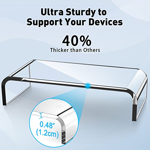 AboveTEK Acrylic Monitor Stand, Premium Large Monitor Riser 20 inch, Crystal Clear Acrylic Computer Stand Laptop Desk Stand for Home Office Printer TV Screen Keyboard Storage by AboveTEK - Used condition - Image 4