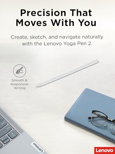 Image of Lenovo Yoga Pen 2 with Magnetic Pen Case, AES 3.0 Stylus with 8192 Pressure Levels, USB C Rechargeable, Tilt Detection, Multi Protocol Support for Lenovo Yoga 2 in 1 PCs, Seashell