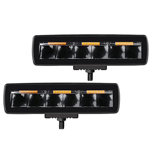 Go Rhino Xplor Lighting: Blackout Combo Series Sixline Spot Lights (Pair) | Surface Mount (Threaded Stud Mount) Aluminum, Black | 750600622SBS