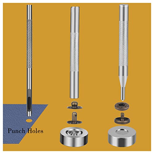 Tlkkue 50 Sets Leather Snap Fasteners Kit 10Mm Bronze Metal Snap Buttons Kit Stainless Steel With 4Pcs Snap Fastener Installation Tools For Sewing Clothing, Bracelets, Jackets, Bags Belt, Diy Crafts #TOP5