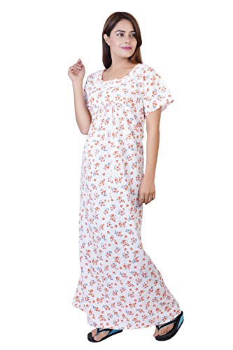 Image of Women's Cotton Block Print Knee Length Nighty