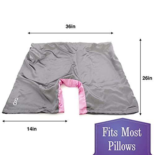 Satin Snuggle Pregnancy Pillow Cover For Cool Skin & Hair Protection During Maternity On U & C Shaped Pregnancy Pillow Cases Blue Or Pink Accent Color #TOP5