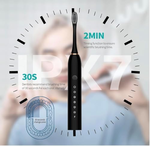 Image of Electric Toothbrush for Adults, Automatic Battery Powered Tooth Brush with 4 Brush Heads, Soft Bristles, Sonic Cleaning, Rechargeable Electric Teeth Brush for Men & Women