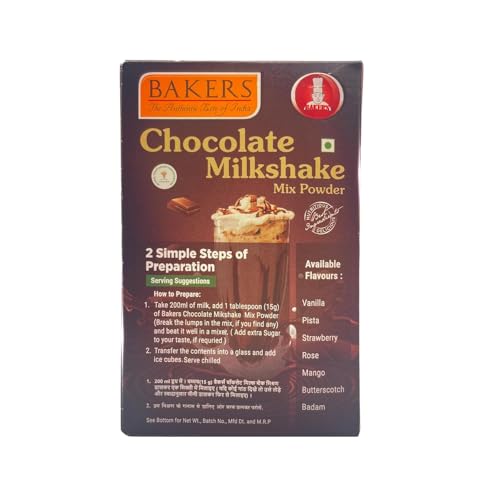 Image of BAKERS Milk Shake Mix Powder - Chocolate Flavor Pack of 4, Each 100g (400 Gram) | Instant Thick & Creamy Shake Mix | Rich & Delicious Dessert Drink | Ready to Mix with Milk | No Preservatives |Ready in 30 Sec