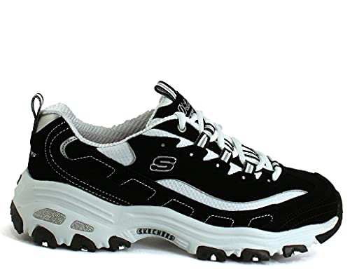 Skechers Women's D'Lites-Me Time Sneaker, Black/White, 8.5 W US3