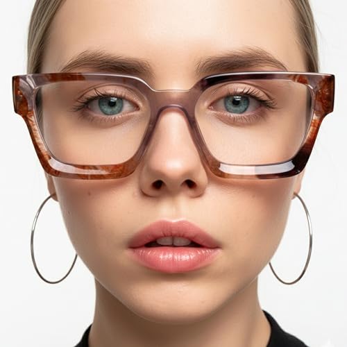 Image of livho Oversized Eyewear Frame for Woman and Men - Rectangle Fashion Glasses for Computer, Chic Preppy Frame