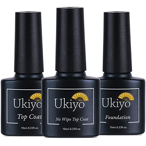 UKIYO Esmaltes Semipermanentes de Uñas en Gel UV LED, 3pcs Kit de Esmaltes de Uñas 10ml (Base y top coat, funcional gel )