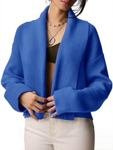 Image of Saodimallsu Womens Cropped Cardigan Open Front Shawl 2026 Fall Trendy Long Sleeve Sweater Jacket