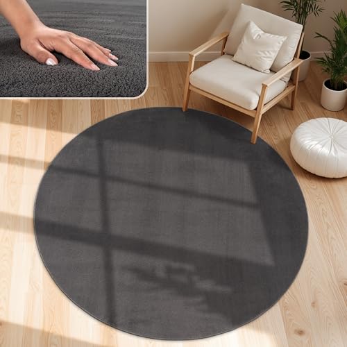 Paco Home Tapis Moderne Doux Salon À Poils Courts Lavable Fluffy Uni Effet Fourrure Intemporel Élégant Antidérapant Facile À Entretenir, Dimension:80 cm...
