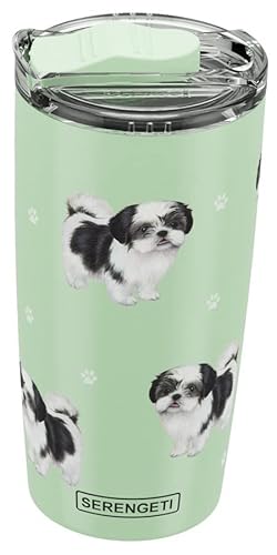 Shih Tzu Serengeti 16 Oz. Stainless Steel, Vacuum Insulated Tumbler With Spill Proof Lid - 3D Print - Insulated Travel Mug For Hot Or Cold Drinks (Shih Tzu Tumbler) #TOP2