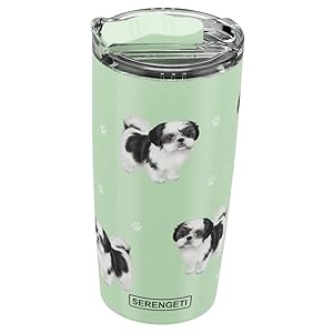 Shih Tzu SERENGETI 16 Oz. Stainless Steel, Vacuum Insulated Tumbler with Spill Proof Lid – 3D Print – Insulated Travel mug for Hot or Cold Drinks (Shih Tzu Tumbler)