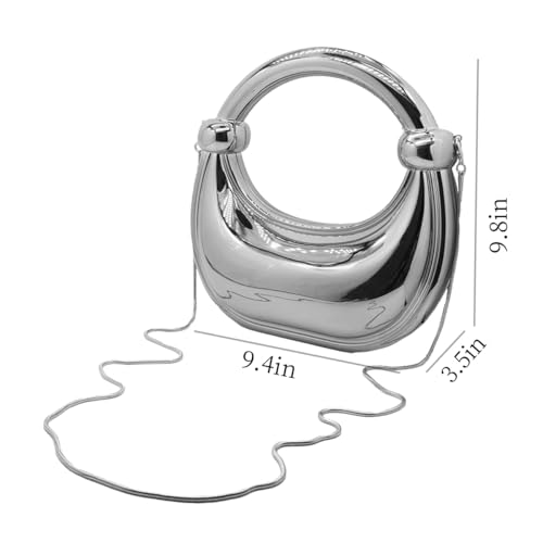 Image of Acrylic Evening Clutch Purse Top-handle Moon Hobo Bag, Elegant Marble Handbag for Wedding Cocktail Party