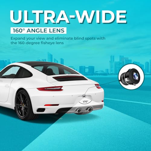 Image of BASSOHOLIC Fisheye Lens AHD 720P Car Reverse Parking Camera |160 Wide Angle | Night Vision | Water-Resistant | Compatible with Car Android Monitors & AHD /CCD Switcher Camera