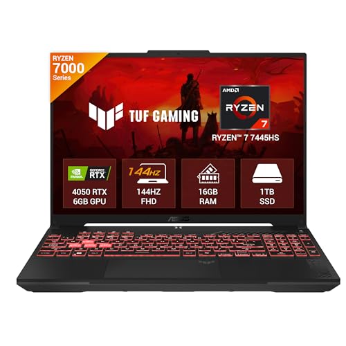 ASUS TUF A16 (2025), AMD Ryzen 7 7445HS, Gaming Laptop (RTX 4050-6GB/140W TGP/16GB RAM/1TB...
