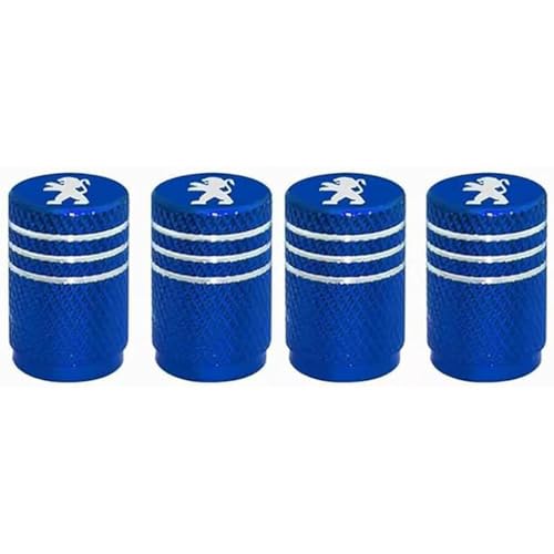 AIMXGBPS Tapones de válvulas para neumáticos Peugeot, Tapones Antipolvo, selladores anticorrosivos y Accesorios para Coche.,Normal-C/Blue