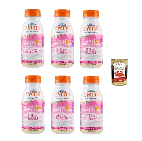 Parmalat Zymil Benefit Collagene 250ml, Laktosefreier Milchdrink mit Kollagen 6x 250ml + Italian Gourmet polpa 400gr