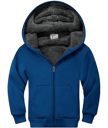 Image of SWISSWELL Unisex Boys Girls Fleece Hoodie Sherpa Lined Jacket Zip Up Hooded Sweatshirt Winter Outerwear for Kids