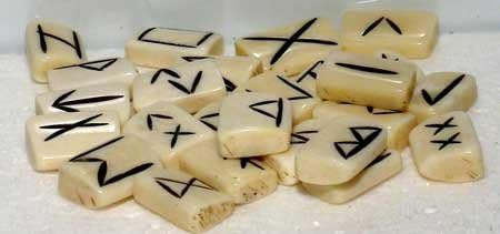 Bone Tile Rune set by The Spell Works. Bring new energy to your divination, magic, and meditation practices with runes. Comes with Hand Crafted Velvet bag by The Spell Works.