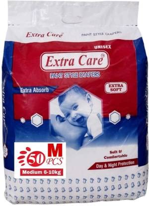 EXTRA CARE PANT STYLE BABY DIAPERS 50 COUNT (XL)12-17kg, 12 Hours Absorption, Extra Soft For Day & Night Protection
