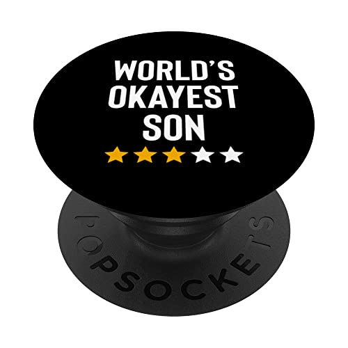 Mundos Okayest Hijo de Mamá Papá - Niños Divertido Mejor Hijo Nunca PopSockets PopGrip Intercambiable
