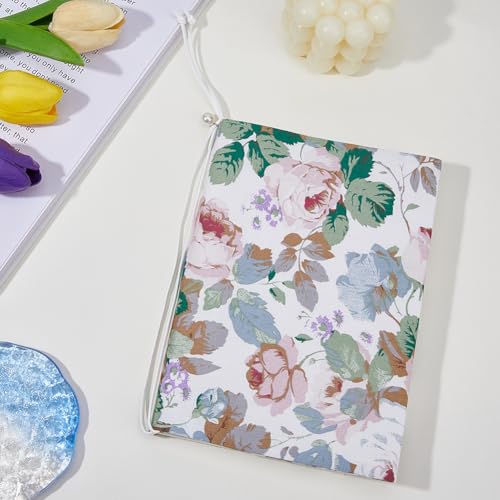 SUPERFINDINGS Cloth Book Cover Protector A5 White Rectangle Scrapbook Cover with Flower Pattern for Hardcover - Image 4