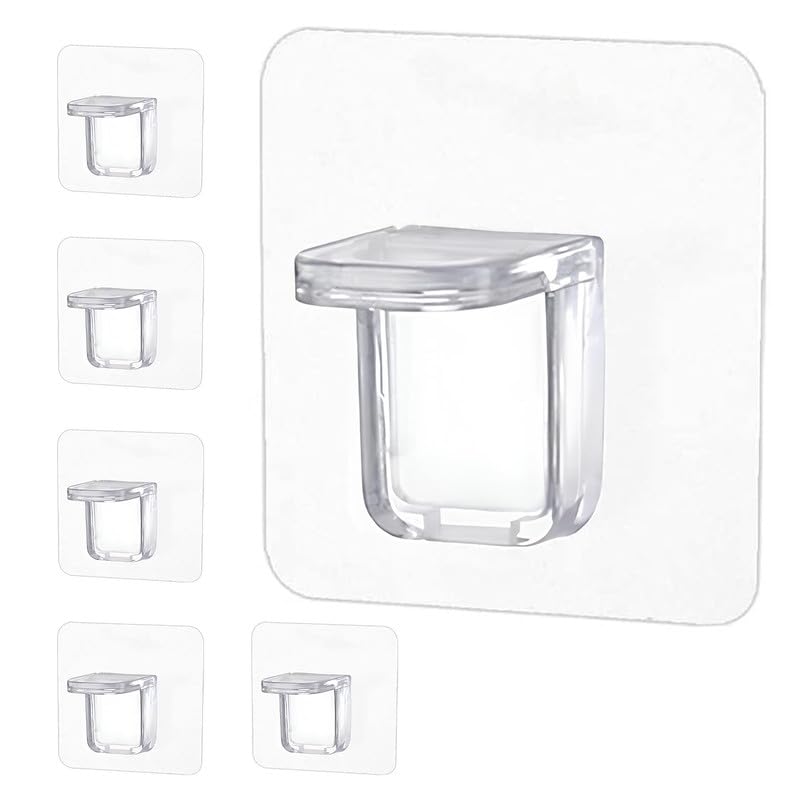 Image of 6 Pieces Adhesive Partition Hook, No Drill Shelf Support Brackets Suitable for Kitchen Lockers, Wardrobes, Display Cabinets