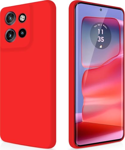 Image of DIZORO Microfiber Candy Case for Motorola Edge 50 Neo 5G Smooth Touch Cushion Liquid Soft Silicone Gel Rubber Phone Cases Non-Slip Full Body Protective Shockproof Back Cover -og Red.