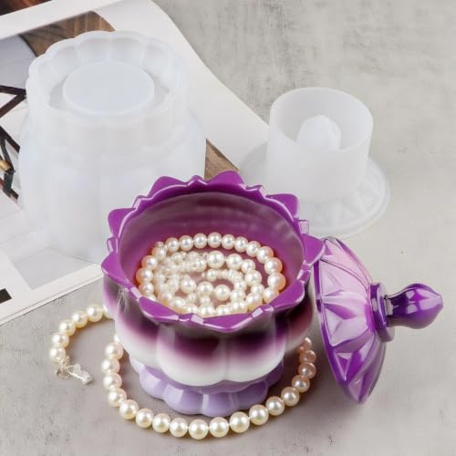 Image of Resin Jar Mold with Lid, Silicone Jar Mold 3D Storage Jewelry Candle Holder Container Mould for Resin Casting, Concrete Craft Decor (Pack of 1)