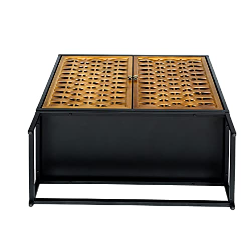 Farmhouse Storage Cabinet,Mid Century Storage Accent Cabinet With 4 Solid Wood Door,Freestanding Sideboard Buffet Cabinet Wood Frame With Metal Legs For Kitchen Hallway Entryway Living Room,Brown #TOP5