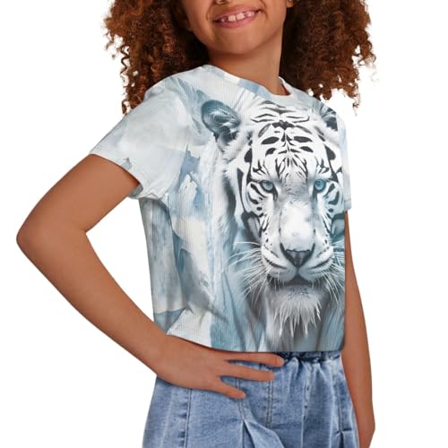 Image of 4th of July Shirt for Girls 7-8 Years US Flag Crop Tops Kids Outfit Independent Day Graphic Tee-