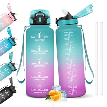 HoneyHolly Borraccia, 1.5L Borracce Acqua, Borraccia Motivazionale con Cannuccia, Water Bottle, A Prova di Perdita, Bottiglia Acqua per Scuola, Palestra, Campeggio, Ciclismo, Yoga