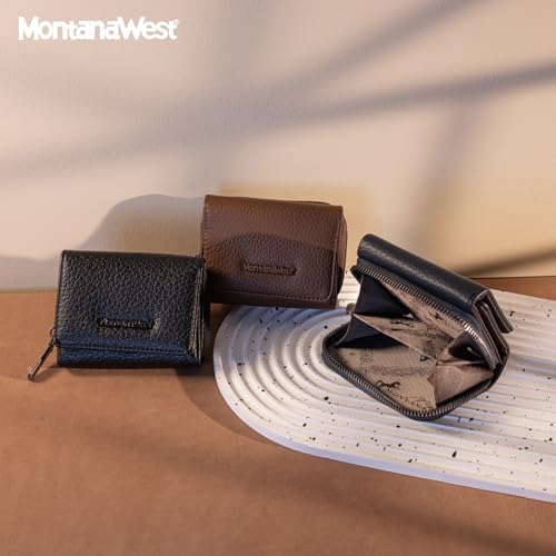 Image of Montana West Wallet Women RFID Blocking Wallets, Card Cases & Money Organizers Wallets with Zipper Coin Pocket, 1 Black, 4.3 inch x 3.3 inch x 1.6 inch, Casual
