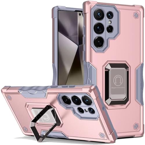 Coque Samsung S25 silicone rigide magnétique antichoc anneau rose