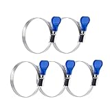 POWERTEC 70332 3 Inch Key Hose Clamp, Thumb Screw Key Adjustable Stainless Steel Hose Clamps for Dust Collection and Dryer Vent Hose, 5 pack