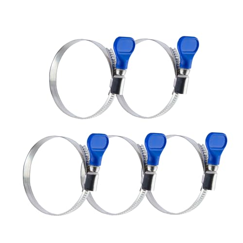 POWERTEC 70332 3 Inch Key Hose Clamp, Thumb Screw Key Adjustable Stainless Steel Hose Clamps for Dust Collection and Dryer Vent Hose, 5 pack by POWERTEC - Used condition - US$9.85
