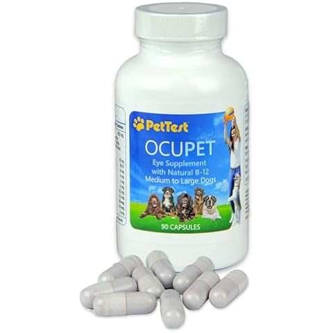 Ocupet Advanced Vision and Eye Health Supplement for Medium to Large Dogs Packed with Natural B12, Grape Seed Extract and Lutein to Support Pets with Diabetes or Eye Related Conditions-90 Capsules Cover