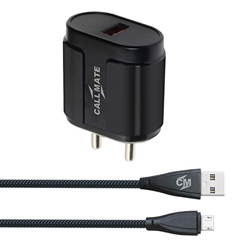 Callmate Tcqc-007 3.1 Amp Universal Adapter Worldwide Travel Adapter With Built In 1 Usb Charger Ports With Micro Usb Cable (Black)