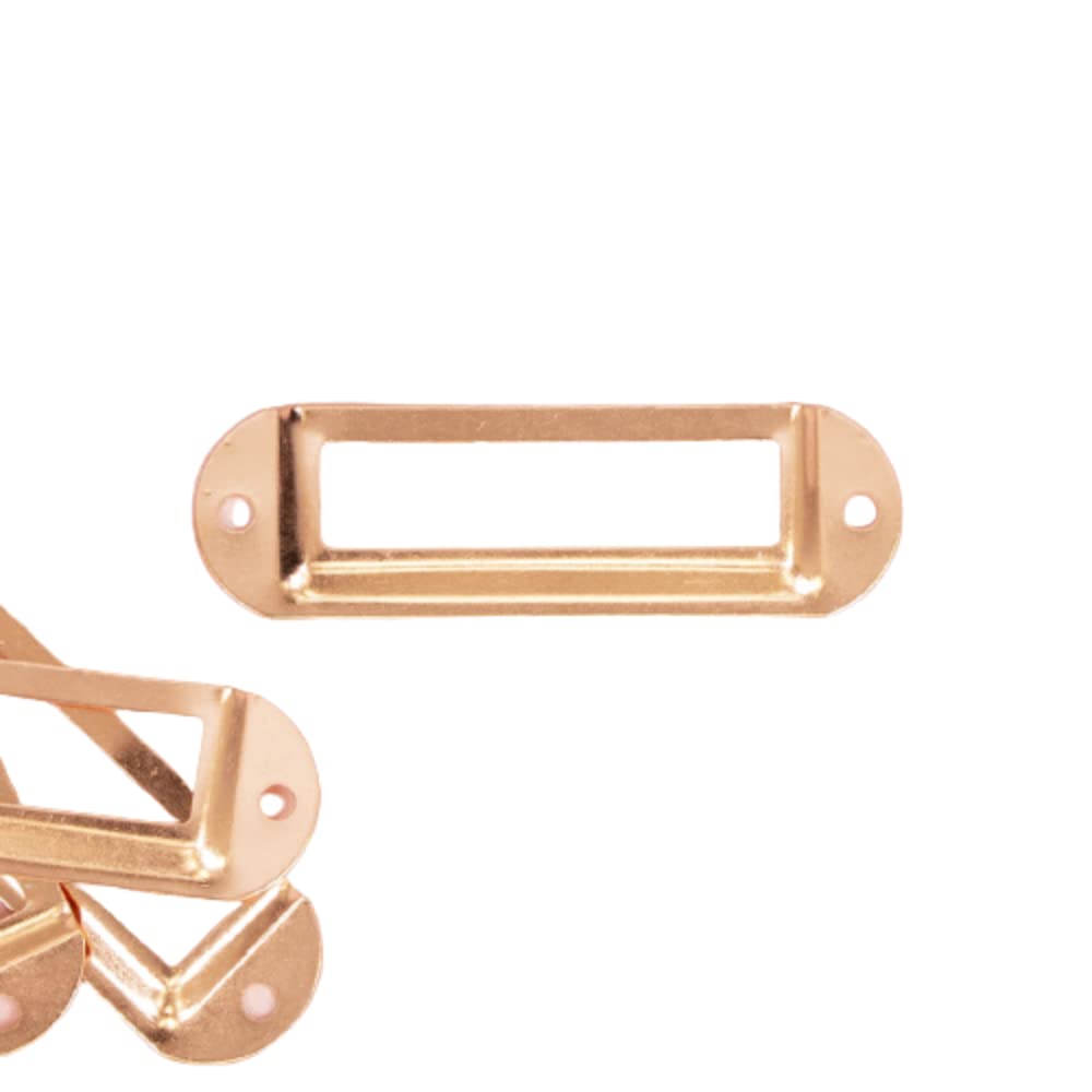 Craftelier - Set of 4 Basic Metallic Label Holders for Decorating Your Scrapbooking Projects and Labeling Albums, Planners, Notebooks or Organizing Boxes - Size 7 x 2 cm - Rose Gold Color