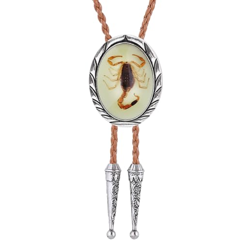 Image of Btilasif Bolo Tie for Women, Scorpion Bolo Tie Vintage Western Cowboy Stone Leather Neckties, Cowboy Gifts for Men