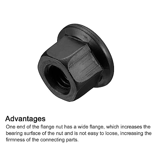 QUARKZMAN 2Stk M10 Flansch Sechskant Sperre Muttern Grad 10.9 Karbonstahl Schwarz Oxidiert Sechskant Flansch Mutter für Maschinen