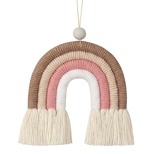 Image of BOHO GARDEN Macrame Bohemian Rainbow Charm - Essential Oil Diffuser for Cars, Baby Nursery, Children's Bedroom & Home Decor - Colorful Decorative Hanging Air Freshener & Accessories - 3.5x4 - Sienna